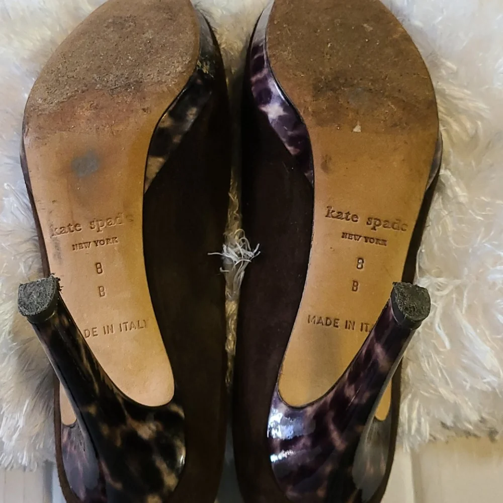 Kate Spade brown suede leopard heels